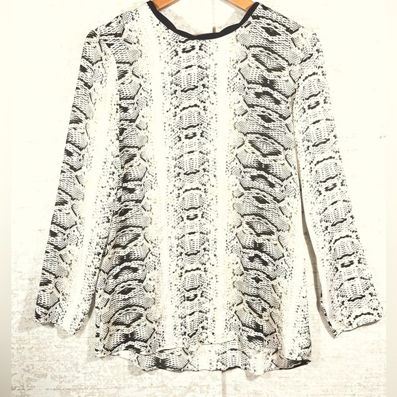 ZARA Basic Sheer Crew Neck Animal Print Blouse Sz M Neutral Capsule Wardrobe - Picture 1 of 6
